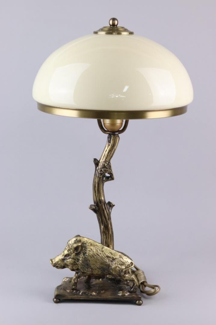 Lampa stojąca z mosiądzu myśliwska 52 cm