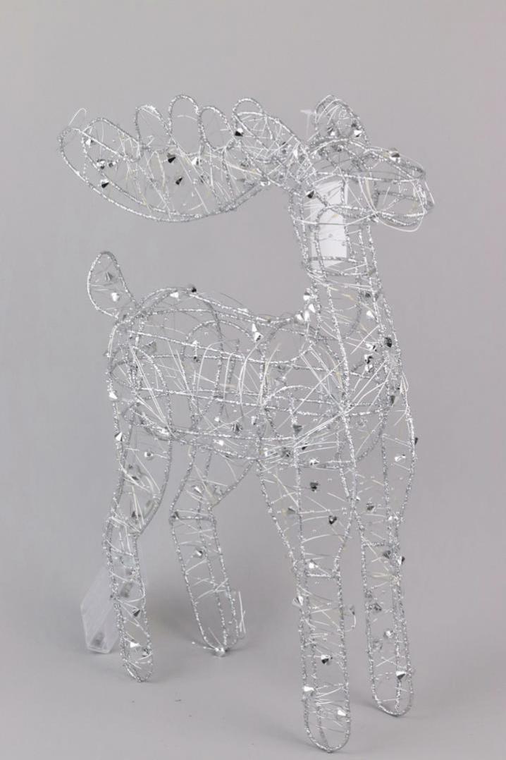 Renifer świąteczny srebrny led 43 cm